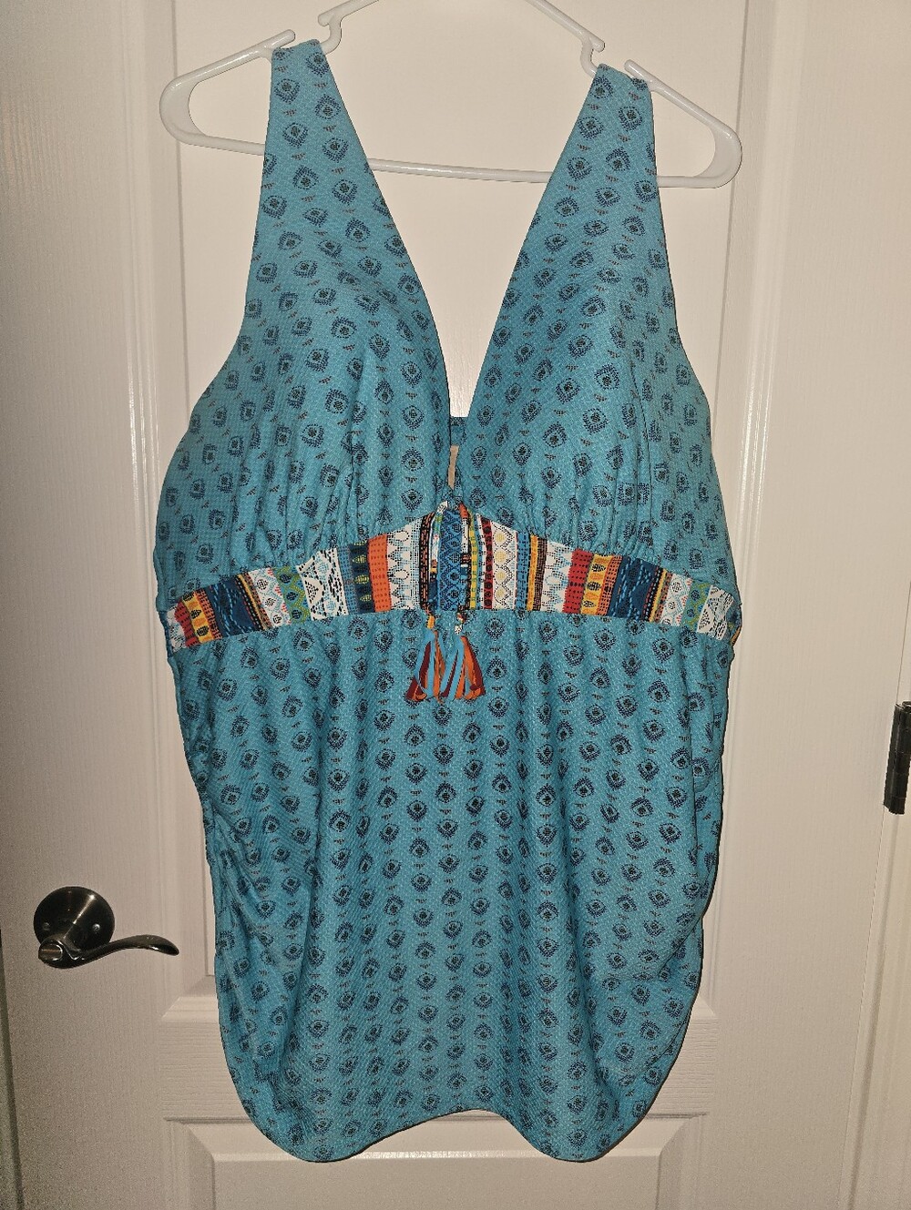 Lane Bryant/Cacique Swim Tank w/Bra 46C in Turquoise Print